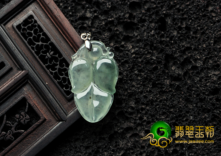冰种飘花缅甸翡翠A货叶子挂件