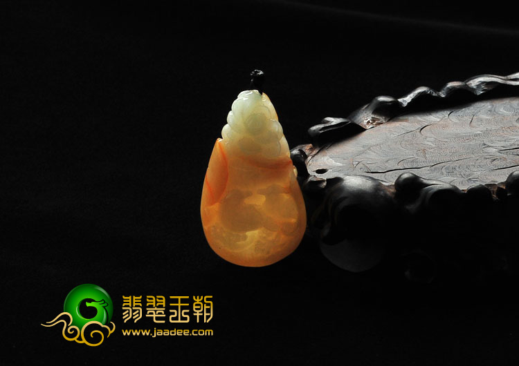 糯冰种黄翡缅甸翡翠A货前程似锦挂件