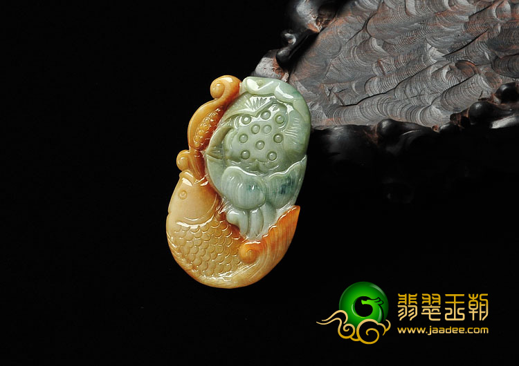 细糯种黄翡缅甸翡翠A货年年有余挂件
