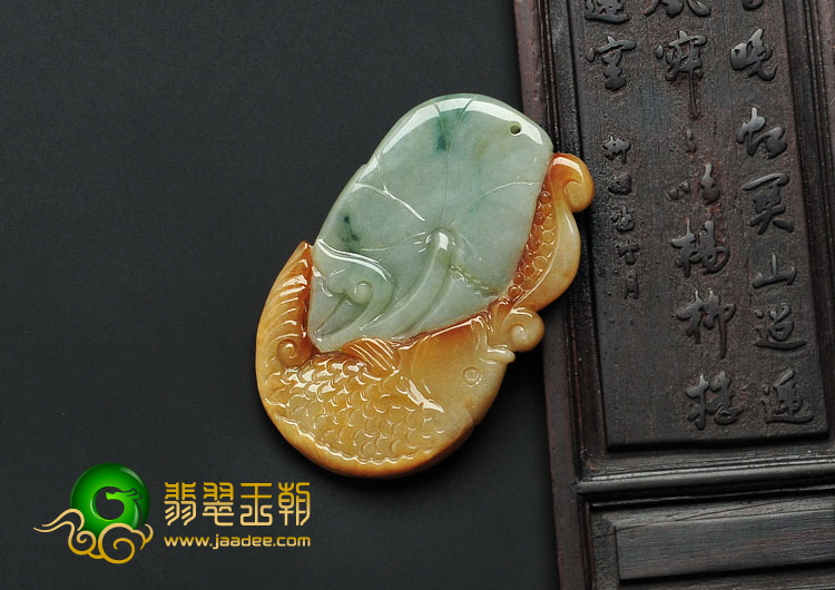 细糯种黄翡缅甸翡翠A货年年有余挂件