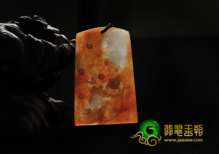 糯冰种红黄翡缅甸翡翠A货金玉满堂挂件