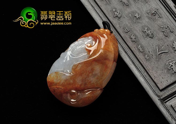 糯冰种红黄翡缅甸翡翠A货金玉满堂挂件