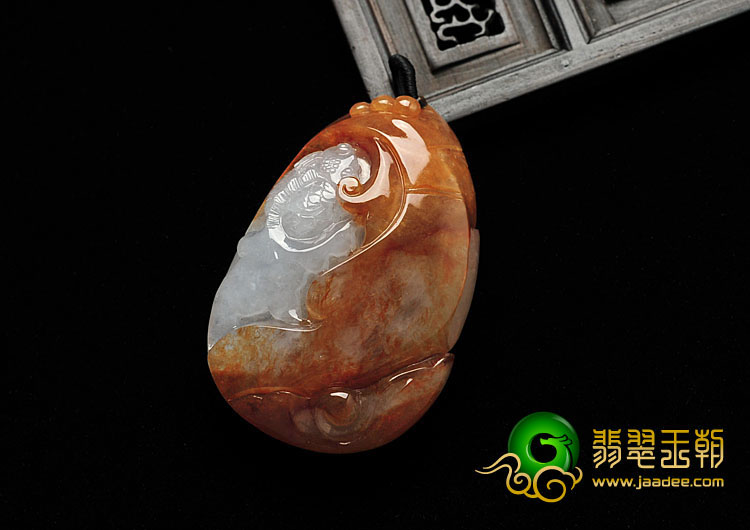 糯冰种红黄翡缅甸翡翠A货金玉满堂挂件