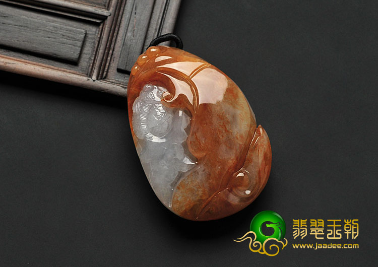 糯冰种红黄翡缅甸翡翠A货金玉满堂挂件
