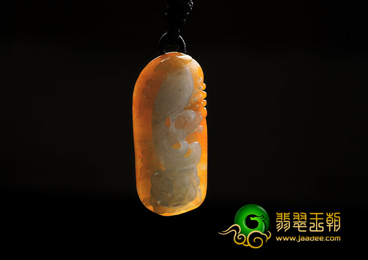 糯冰种红黄翡缅甸翡翠A货鸟语花香挂件