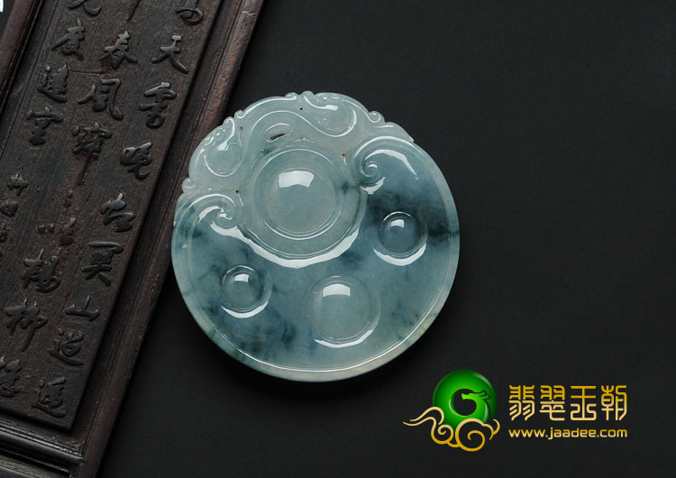 冰种飘花缅甸翡翠A货双龙如意挂件