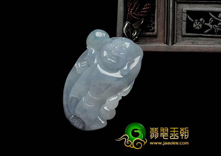 糯冰种紫罗兰略飘花缅甸翡翠布袋和尚挂件