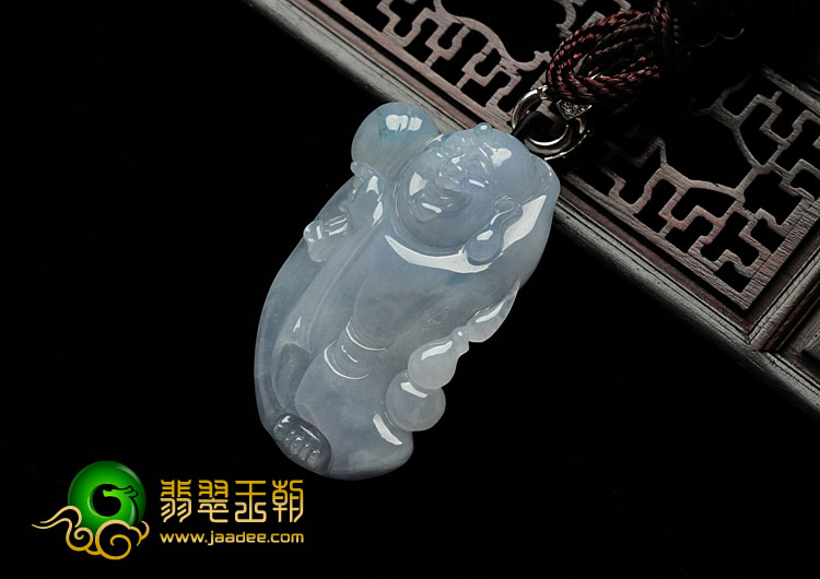 糯冰种紫罗兰略飘花缅甸翡翠布袋和尚挂件