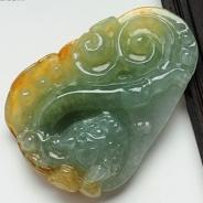 冰种黄翡缅甸翡翠望子成龙挂件