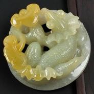 糯冰种黄翡缅甸翡翠随机应变挂件