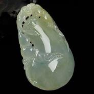 (超值推荐)冰种淡黄翡略飘花缅甸翡翠福瓜挂件