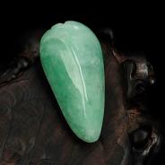 糯冰种豆色缅甸翡翠福瓜挂件