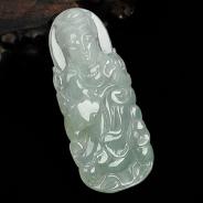 冰种晴水缅甸翡翠站观音挂件