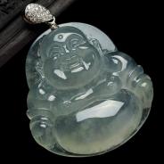 冰种晴水缅甸翡翠玉佛挂件