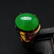 冰种阳绿满绿缅甸翡翠戒面