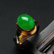 冰种正阳绿满绿缅甸翡翠戒面