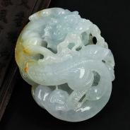 糯冰种晴水带黄翡缅甸翡翠一夜成龙手玩件