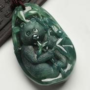 糯冰种蓝晴水缅甸翡翠熊猫挂件