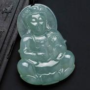 冰种晴水缅甸翡翠观音挂件