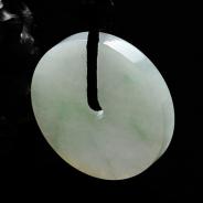 糯冰种飘翠缅甸翡翠平安扣挂件