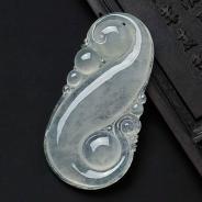 冰种淡晴水缅甸翡翠龙行如意挂件