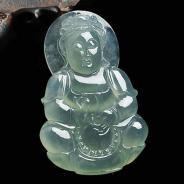 冰种晴水缅甸翡翠观音挂件