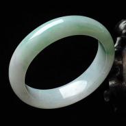 糯冰种飘绿花缅甸翡翠手镯（51.1mm）