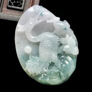 糯冰种飘花缅甸翡翠一路连科挂件