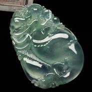 冰玻种晴水缅甸翡翠鱼龙挂件