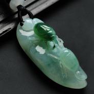 冰种飘翠缅甸翡翠富甲天下挂件