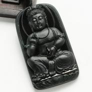 玻璃种墨翠缅甸翡翠观音挂件