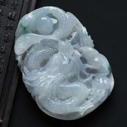 糯冰种略飘花缅甸翡翠望子成龙挂件