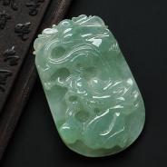 (超值推荐)糯冰种晴水缅甸翡翠龙牌挂件
