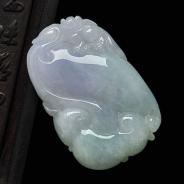 糯冰种淡春带彩缅甸翡翠欢喜如意挂件