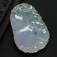 冰种晴水紫罗兰缅甸翡翠福禄寿挂件