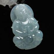 冰种晴水缅甸翡翠观音挂件