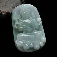 糯冰种晴水缅甸翡翠莲花观音挂件