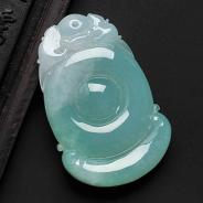 糯冰种晴水缅甸翡翠福在眼前挂件