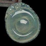 冰种晴水缅甸翡翠福在眼前挂件