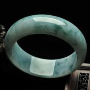 糯冰种飘花缅甸翡翠手镯（59.6mm）