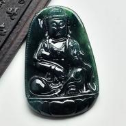 冰种油青缅甸翡翠观音挂件