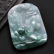 冰种晴水缅甸翡翠虎牌挂件