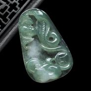 冰种晴水缅甸翡翠蛇牌挂件