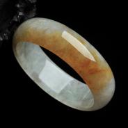 糯冰种黄翡缅甸翡翠手镯（55.4mm）