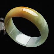 冰种黄翡缅甸翡翠手镯（54.8mm）