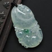 feicui冰种飘翠缅甸翡翠玉鼠运财挂件