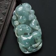 冰种晴水缅甸翡翠A货洋洋得意挂件