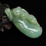 糯冰种晴水缅甸翡翠A货貔貅福瓜挂件