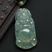 冰种晴水缅甸翡翠A货站佛挂件
