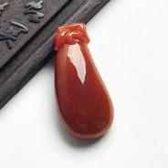 细糯种红翡缅甸翡翠A货福瓜挂件